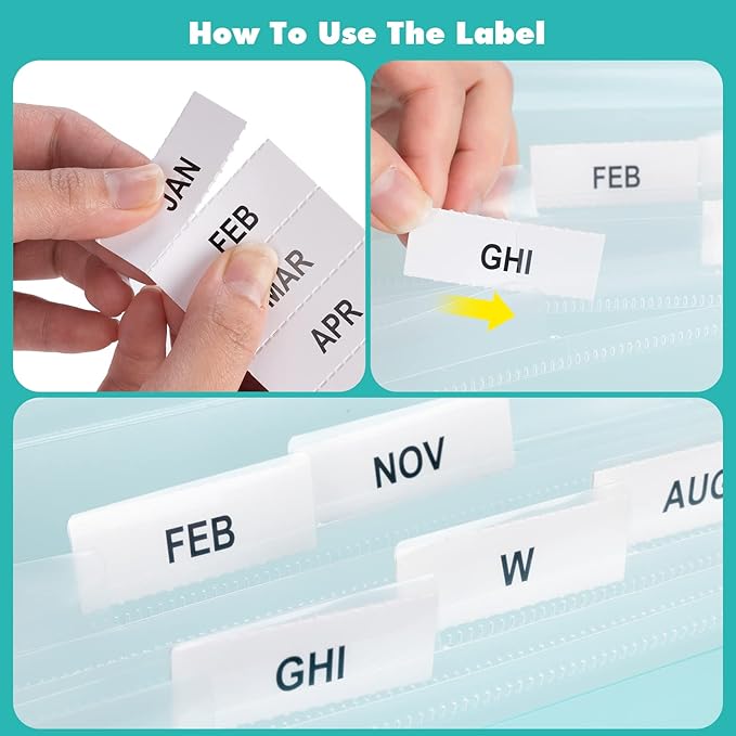 Expanding File Folder A4,13 Pockets File Organiser with Colored Tags, Paperwork A4 Plastic Wallet Document Storage Expander for School,Office and Home, Light Green