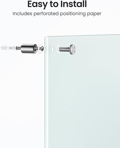 VUSIGN Glass Whiteboard 36" x 24" Magnetic Dry Erase for Office, School, Home, Frameless Mounting, Includes 4 Magnets, 2 Markers and 1 Erasers