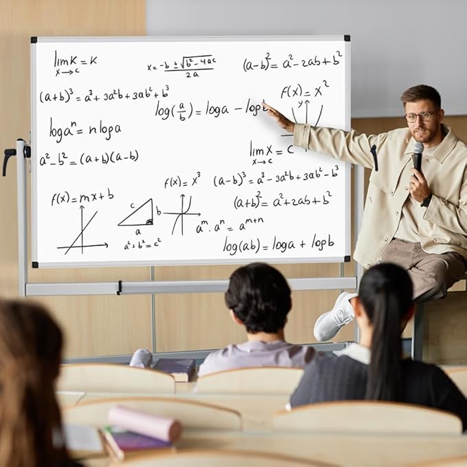 XBoard Rolling Whiteboard 48x36 inch | Magnetic Dry Erase Board on Wheels, Large Portable Easel with Stand and Aluminium Frame for Home School Office Live Streaming