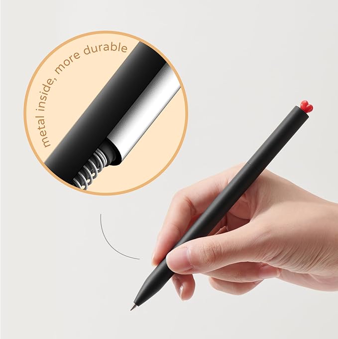 Kaco FIRST Gel Pens, Pack of 2 Pieces Cute Stationery Heart Pen Set with Extra 4 Black Refills Quick Drying Holiday Office Supplies (2 Colors)