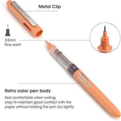 WRITECH Liquid Ink Rollerball, 0.5mm Extra Fine Point, Smooth Writing Quick Dry Roller Pens 8 Assorted Colors for Journaling, Drawing & Sketching (Vintage)