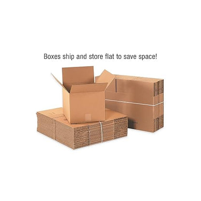 Aviditi Single-Wall Corrugated Box, 24" L x 24" W x 12" H, Kraft, Bundle of 10 (242412)