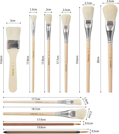 10 Pieces Glaze Brushes for Pottery Mop Brush for Pottery Glazing Goat Hair Blending Brush for Pottery