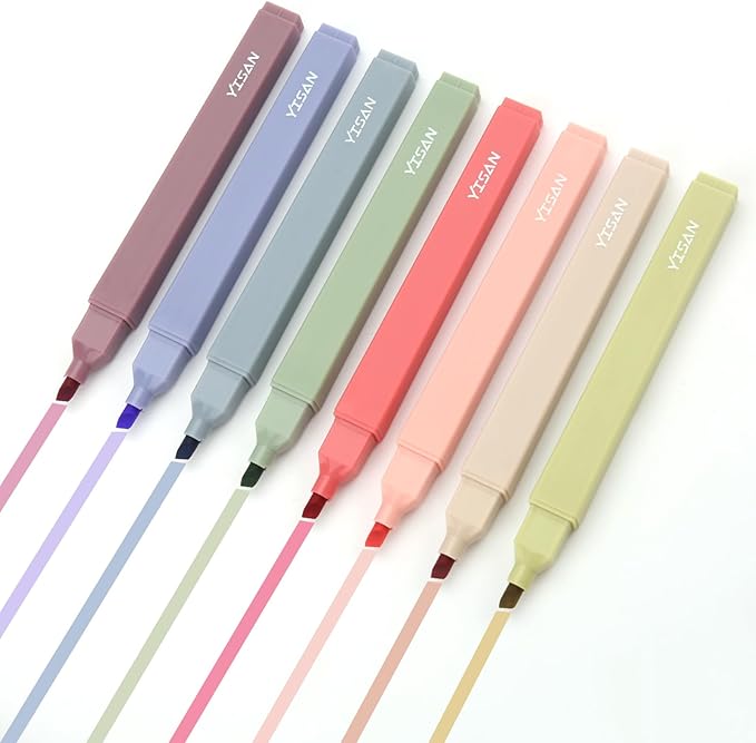 YISAN Highlighters Assorted Colors No Bleed,Book Highlighters Bible Pens,Soft Tip for Journal,Aesthetic,Vintage,70931