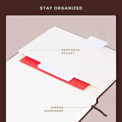 BEECHMORE BOOKS Lined Journal Notebook, 8.5 x 11.5 inch, A4 160 Lined Pages, Hardcover Leather Journals for Women, Men, Writing and Notebooks for Work - 120 GSM Thick Paper, Gifts Box Included (Chestnut Brown)