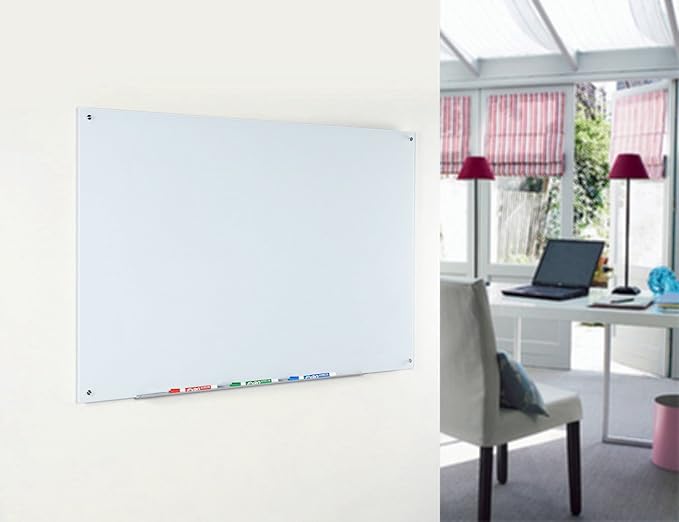 Audio-Visual Direct Magnetic Ultra White Glass Dry-Erase Board Set - 3' x 2' - Includes Magnets, Hardware & Marker Tray