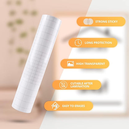 HTVRONT Clear Self-Adhesive Laminating Vinyl Roll-12"x15FT Non Thermal Laminating Film,No Machine Needed Clear Vinyl Laminate for Stickers