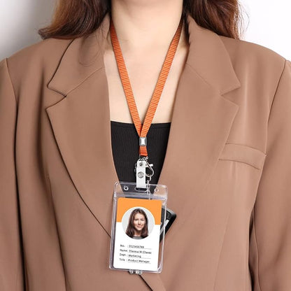 3 Pack Neck Lanyard with ID Badge Holder, Office Strap Lanyards, Stainless Metal Swivel Hook for Name Tag, Badge Holders, Keychains, Card, Orange