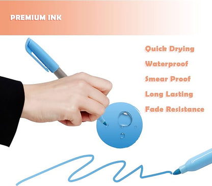 TOWON Permanent Markers 72 Assorted Colors - Waterproof Colored Pens Set 45 Fine Tip, 8 Ultra Fine, 8 Chisel Tip, 6 Neon, 5 Metallic Markers Home Office School Supplies for Kids, Adults Coloring