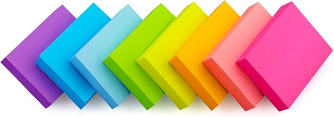 (16 Pads) 8 Pads 3x3 Sticky Notes and 8 Pads 1.5x2 Sticky Notes 8 Bright Multi Colors Self-Stick Notes 90 Sheet/Pad