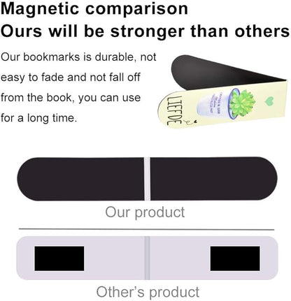 30 Pieces Cute Magnetic Bookmarks for Women/Men, Dual Sided Rainbow Film Laminated Book Markers for Girls, Funny Magnetic Bookmarks for Kids, Book Marks Bulk Page Clip Reading Giveaways (Cactus Plant)