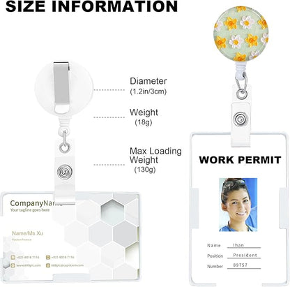 Flower Badge Reels Holder Retractable with ID Clip for Nurse Name Tag Card Nursing for Doctor Teacher Student Employee Office Medical Work 5