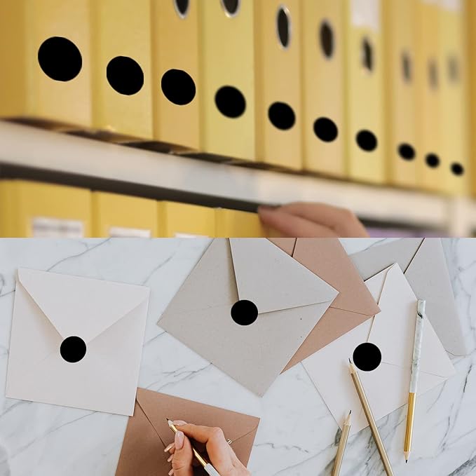 1200 Pieces 0.75 Inch Round Color Coding Label Garage Sale Stickers Blank Yard Sale Price Stickers Permanent Adhesive Dots Stickers,Easily Writable with Perforation Line (Black)