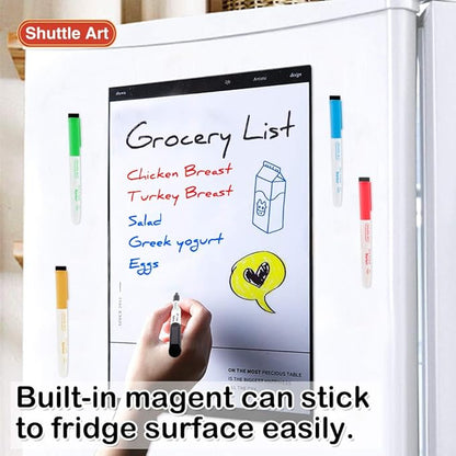 Shuttle Art Dry Erase Markers, 15 Colors Magnetic Whiteboard Markers with Erase,Fine Point Perfect For Writing on Whiteboards, Dry-Erase Boards,Mirrors for School Office Home