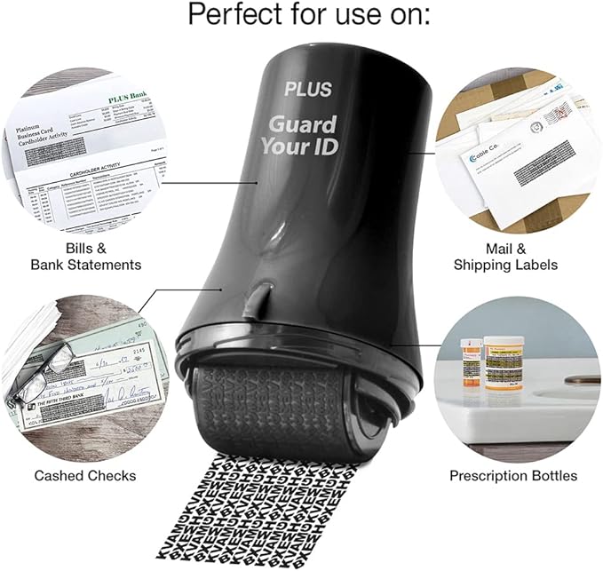 Wide Advanced Confidentiality Roller Stamp by Guard Your ID for Personal Information Concealment, As Seen on TV (3-Pack, Black)