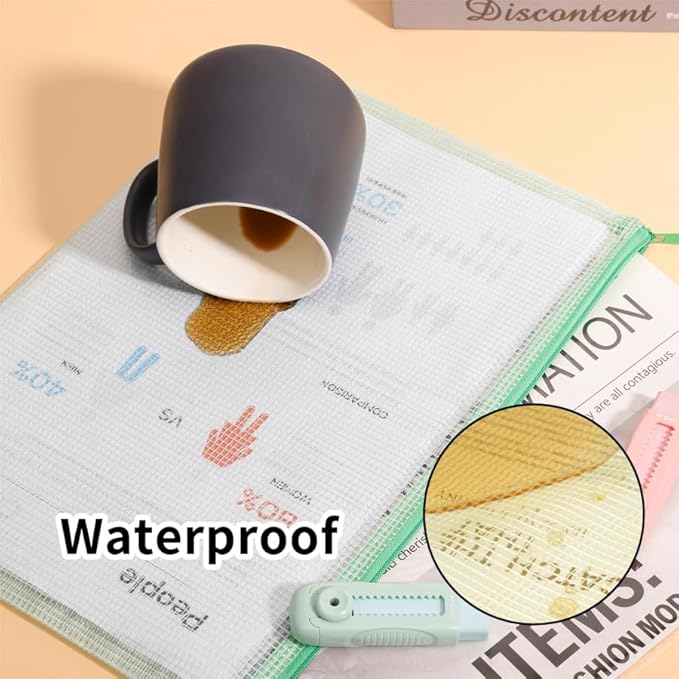 EOOUT 24pcs Mesh Zipper Pouch Bags, A4 Letter Size Zipper Storage Bags for Organizing, Multicolor Plastic File Pouch Multipurpose for Classroom Organization Travel Storage Board Game Storage