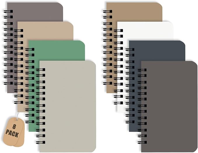 8 Pack Spiral Notebook Small Pocket Notebook 3x5 Spiral Notepads With Lined Pages, Small Top Spiral Notebook Little Mini Memo Steno Note Pads for Outdoor Home Office College School