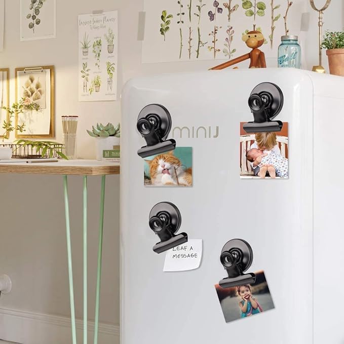 VNDUEEY 50 Pack Black Magnetic Clips Fridge Magnets with Clips, Refrigerator Magnets Clips, Magnet Clips for Whiteboard on Home& Office