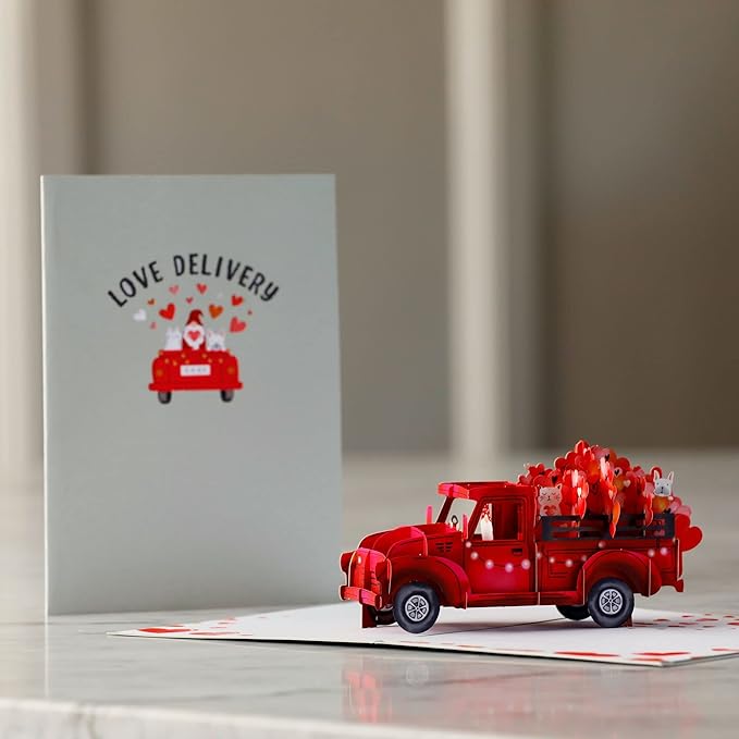 Lovepop Everyday Pop-Up Card for Her, Him, Girls, Boys - 3D Love Greeting Cards - Love Delivery Truck - 5" x 7" - Blank Note Card & Envelope Included