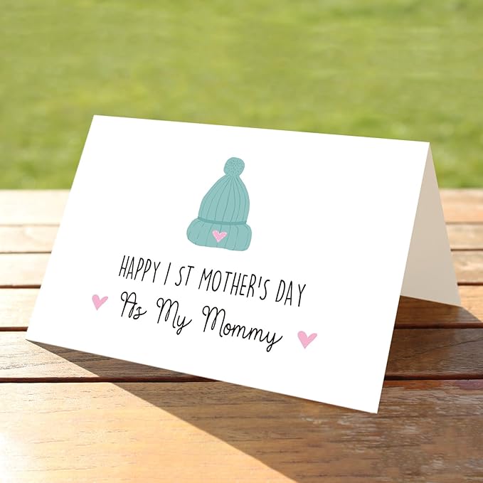 Funny 1st Mothers Day Card for Daughter Wife, Cute First Mothers Card from Baby Toddler, New Mom Card, Happy 1st Mothers Day Card As Mummy Card