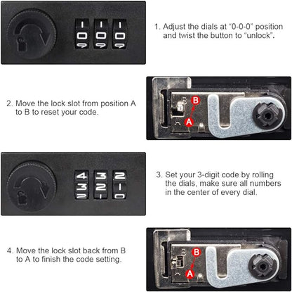 KYODOLED Safe Metal Cash/Money Box with Combination Lock, Money Tray for Security 9.84"x 7.87"x 3.54" Pink, Large