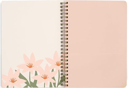 Steel Mill & Co Cute Mini Spiral Notebook, 8.25" x 6.25" Journal with Durable Hardcover and 160 Lined Pages, Star Floral, Blush