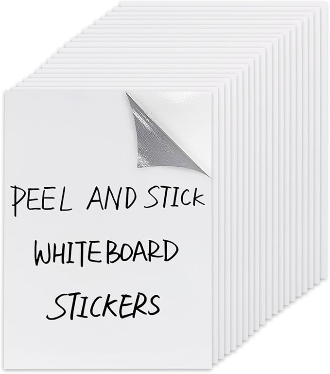 Dry Erase Board Sticker- Whiteboard Stickers-8.3''x11.7'' Removable Dry Erase Sheets- Fridge Dry Erase Paper for Wall/Desk/Refrigerator/Door/Locker/Home/Office/Classroom (White-20 Pcs)