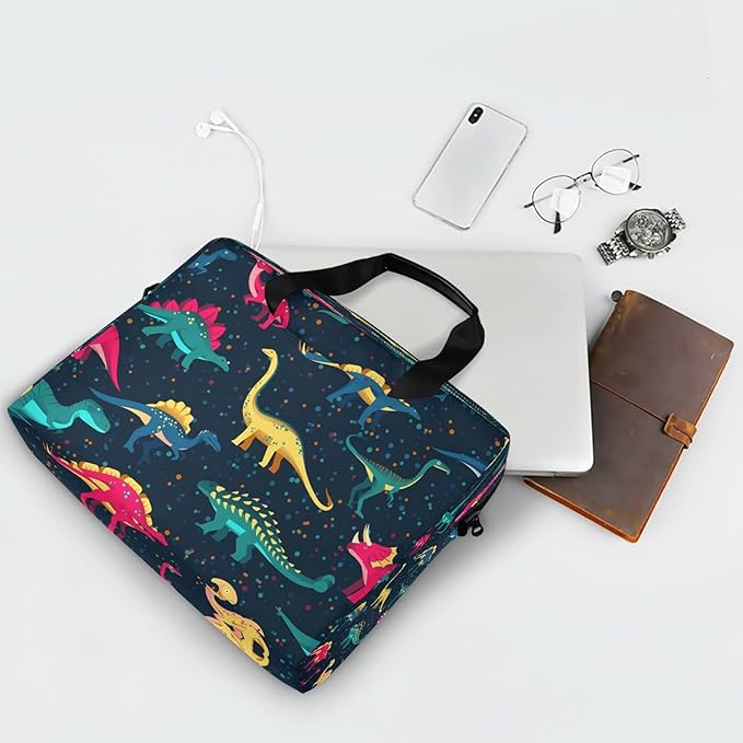 ALAZA Cute Dinosaurs Laptop Messenger Bag Case Sleeve Briefcase for Men Women, Multicolor
