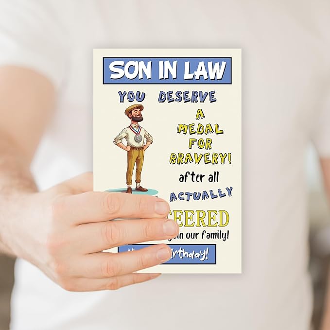 Funny Son In Law Birthday Card, Happy Son In Law Birthday Gifts, Son-In-Law Birthday Card