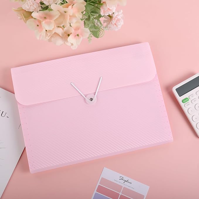 SKYDUE Pink School Office Supplies，Accordion File Organizer - 7 Pocket Letter Size Expanding Folder for School & Office - Portable Document Organizer