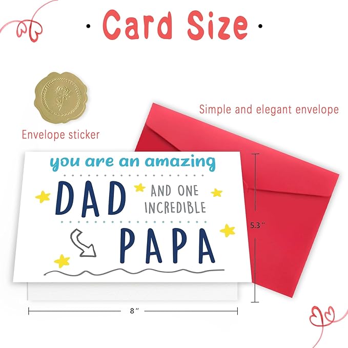 Funny Fathers Day Card for Dad, Cute Birthday Card for Papa Daddy, Special Papa Fathers Day Card Gift from Daughter Son Wife, Amazing Dad Card