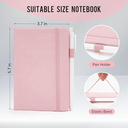 Pocket Small Notebook Journals, 8 Pack (Rose Pink) Mini Notebook 3.7x5.7 Journaling Notebooks for Women Men, Hardcover Lined Note Pads with Pens for Work, Business, Travel Journal, Office Supplies