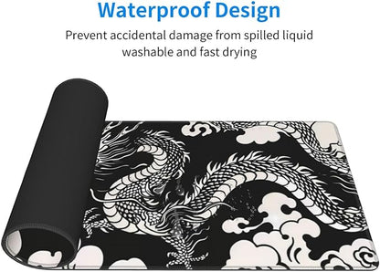 Gaming Mouse Pad Desk Pad,Extended Big Mouse Pad,31.5x11.8 Inch Long Computer Keyboard Mouse Mat Mousepad with 3mm Non-Slip Base and Stitched Edge for Gaming and Office… (Loong)