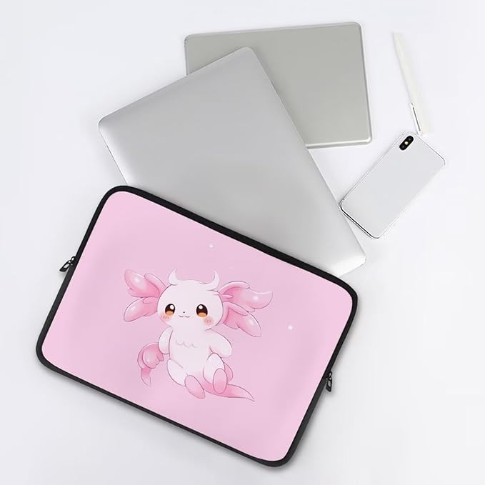 Cute Axolotl Laptop Sleeve for Women 12 inch Lap Top Case Slightly Laptop Pouch with Humanize Design Computer Carrying Case Easy to Clean Laptop Accessories Pink Tablet Bag