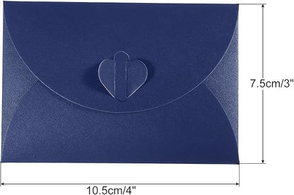 PATIKIL Gift Card Envelopes, 12 Pack Heart Shaped Clasp Small Gift Cards Holder Mini Envelope for Birthdays Weddings, Dark Blue