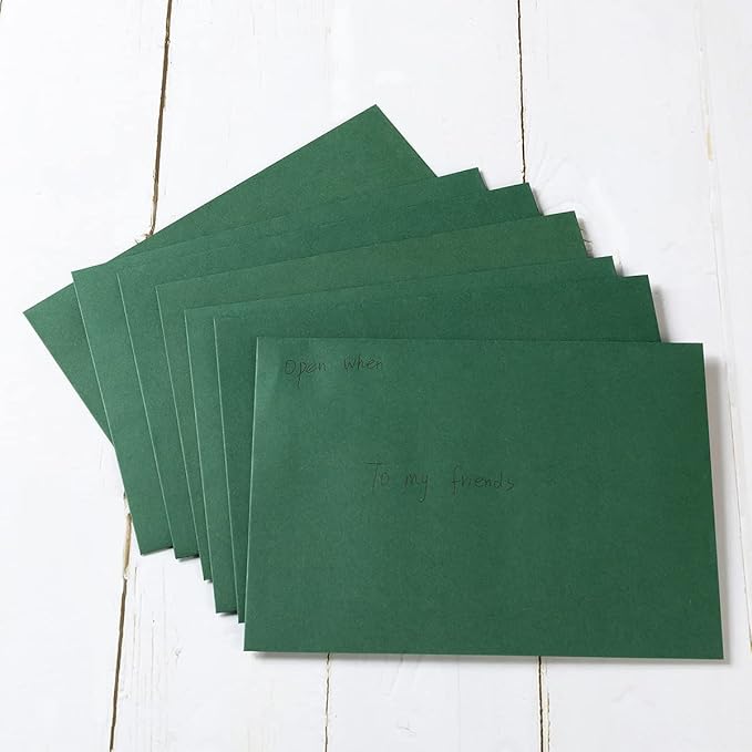 Wishop 100 Pack Dark Green A7 Envelopes Self-Adhesive 5x7 Envelopes for Invitations, 5x7 Greeting Cards