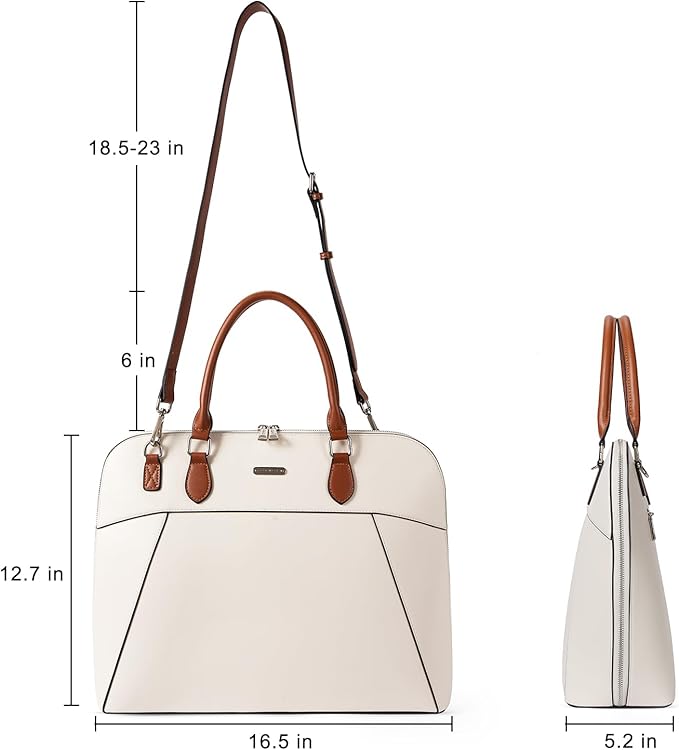 CLUCI Leather Briefcase for Women 15.6 Inch Laptop Business Vintage Slim Ladies Shoulder Bag