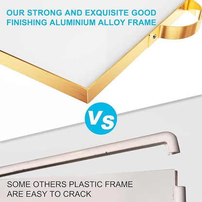 TSJ OFFICE Small White Board - 16" X 12" Portable Gold Aluminum Framed Whiteboard, Magnetic Dry Erase Board with a Handle, to Do List Notepad for Office, Home, School