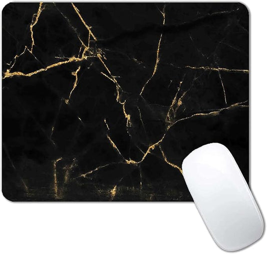 Mouse Pad,Black and Gold Marble Mouse Pad, Modern Marbling Mousepad, Custom Small Mouse Pads with Designs, Portable Office Non-Slip Rubber Base Wireless Mouse Pad for Laptop