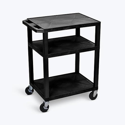 FSE Luxor 373-WT34 34"H AV Cart - Three Shelves - Black Legs