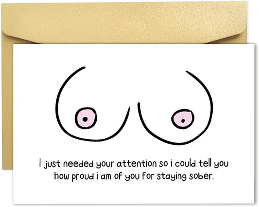 Funny Sobriety Card, Sobriety Gift for Men Women, Sober Card for Sober Loved One in Recovery