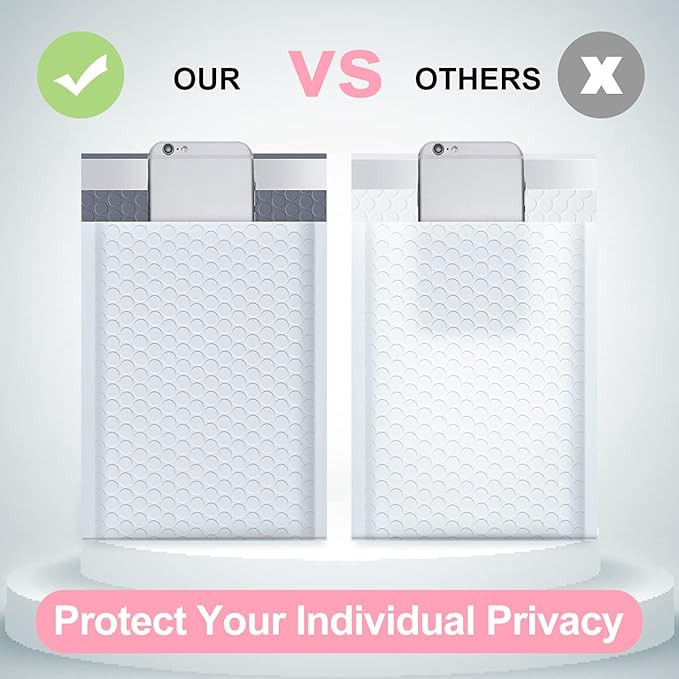 UCGOU Bubble Mailers 7.25x12 Inch White 25 Pack Usable Size 7.25x11 Padded Envelopes Small Business Opaque Packaging Self Seal Waterproof Boutique Bulk Shipping Bags for Jewelry Makeup Supplies #1