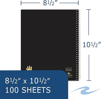 Roaring Spring Lefty Spiral Notebook, Wide Ruled One Subject Left Handed Notebook, 10.5" x 8.5", 100 Sheets, Assorted Color Covers