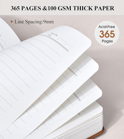 365 Page Thick Lined Journal Notebook for Men Women, A4 Large Leather Journals for Writing, Hardcover Notebooks for Work, School, Note Taking, Business, Travel Diary, College Ruled 8.5" x 11"