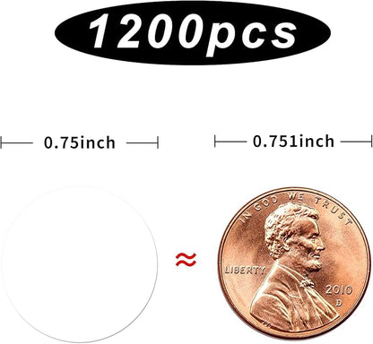 0.75 Inch Dots Stickers,Laser and Inkjet Printable,Easily Writable with Perforation Line (1200 PCS,White)
