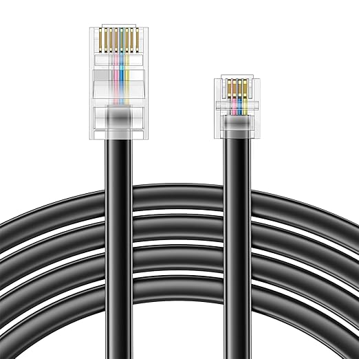 15FT - 4Pack Phone Jack to Ethernet Cable Adapter, RJ45 8P4C Male to RJ11 6P4C Male for Landline Telephone Service for Extending, Connecting for Fax or Answering Machine