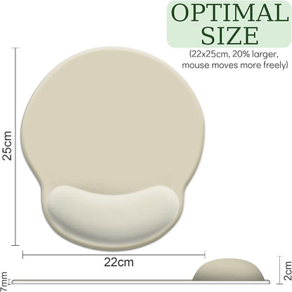 Ergonomic Mouse Pad with Wrist Rest, Gaming Mousepad Wrist Support with Non-Slip Pain Relief PU Base, Comfortable Computer Mouse Pads for Desk, Cute Office Desk Accessories Decor Apricot