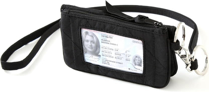 WONDERFUL FLOWER Card Holder, RFID Blocking, ID Holder with Lanyard for Men and Women, Dual Pockets, Badge Holder, Lanyard Wallet, Fabric Keychain ID Pouch, Black