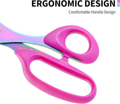 Fabric Scissors Stainless Steel Multi-Purpose shearswith Professional Titanium Coating forfor cutting clothes Leather Sewing Home and Office10 in