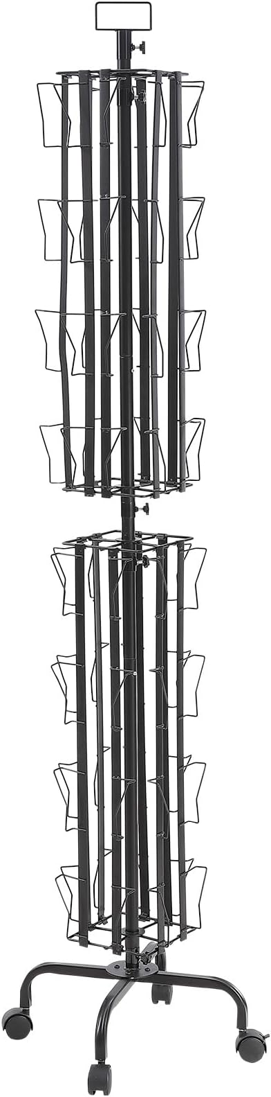 VEVOR Card Display Stand, 32-Slot Rotatable Postcard Holder, 360-Degree Spin with Title Clip & 4 Casters (2 with Brakes) for Office, Exhibits, and Fairs